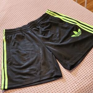 adidas Black Shorts with Neon Green Stripes